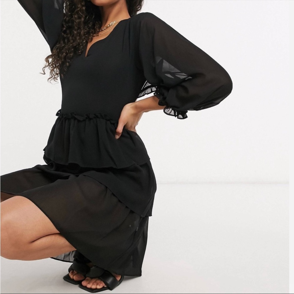 NA-KED ASOS Black Ruffle Open Back Dress